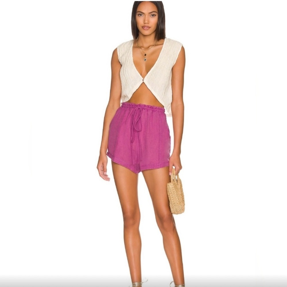 Free People | Mirella Purple Linen Blend Shorts
